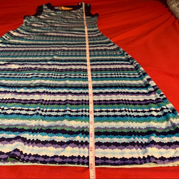 SOLD TORY BURCH 100% Silk Multi color stripe mid Dress - Picture 5 of 12